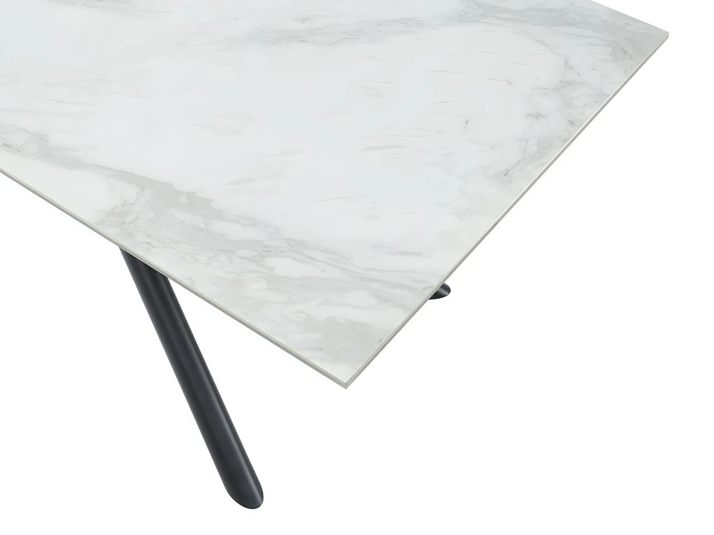 Table à Manger SORRENTE - Céramique & Verre Trempé - 6 Couverts - Effet Marbre Blanc 2 Table à Manger SORRENTE - Céramique & Verre Trempé - 6 Couverts - Effet Marbre Blanc – Image 2
