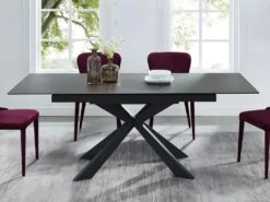 Table à Manger Extensible ALBINA - 6 à 8 Couverts - Céramique & Verre Trempé - Anthracite -Deco.fr Soldes Boutique table a manger 433671