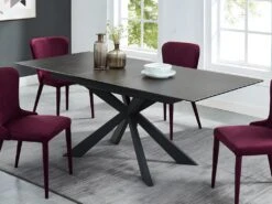 Table à Manger Extensible ALBINA - 6 à 8 Couverts - Céramique & Verre Trempé - Anthracite -Deco.fr Soldes Boutique table a manger 433681