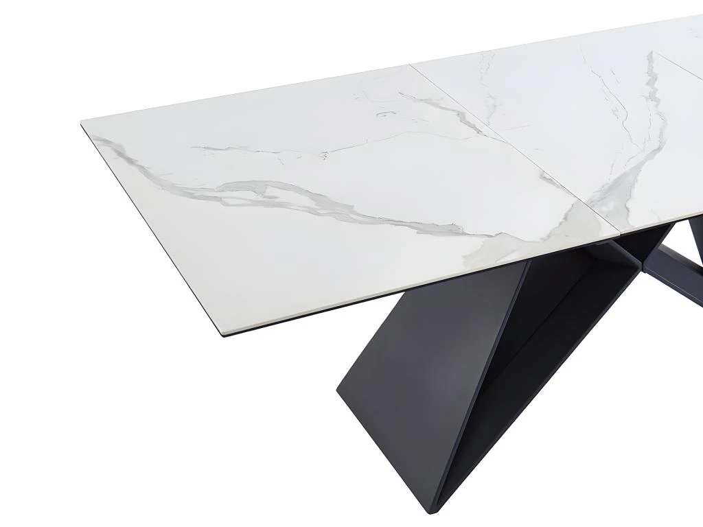 Table à Manger Extensible LIBSY - 6 à 8 Couverts - Céramique Et Métal - Blanc 10 Table à Manger Extensible LIBSY - 6 à 8 Couverts - Céramique Et Métal - Blanc – Image 10