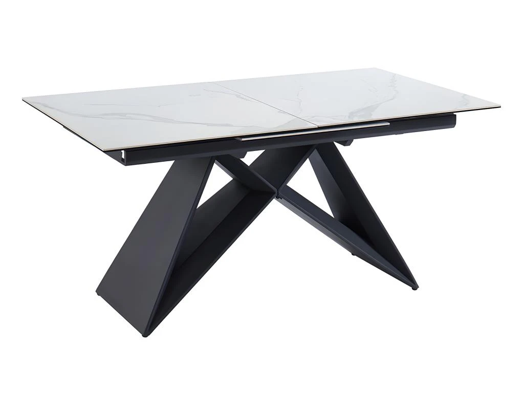 Table à Manger Extensible LIBSY - 6 à 8 Couverts - Céramique Et Métal - Blanc 5 Table à Manger Extensible LIBSY - 6 à 8 Couverts - Céramique Et Métal - Blanc – Image 5