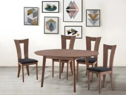 Ensemble Table + 4 Chaises TIFFANY - Hêtre Massif - Noyer