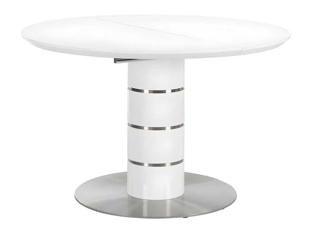 Table à Manger Extensible - 4 à 6 Couverts - MDF Et Métal Inoxydable - Blanc Laqué - CUSCO 7 Table à Manger Extensible - 4 à 6 Couverts - MDF Et Métal Inoxydable - Blanc Laqué - CUSCO – Image 7