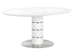 Table à Manger Extensible - 4 à 6 Couverts - MDF Et Métal Inoxydable - Blanc Laqué - CUSCO 12 Table à Manger Extensible - 4 à 6 Couverts - MDF Et Métal Inoxydable - Blanc Laqué - CUSCO -Deco.fr Soldes Boutique table a manger 493435