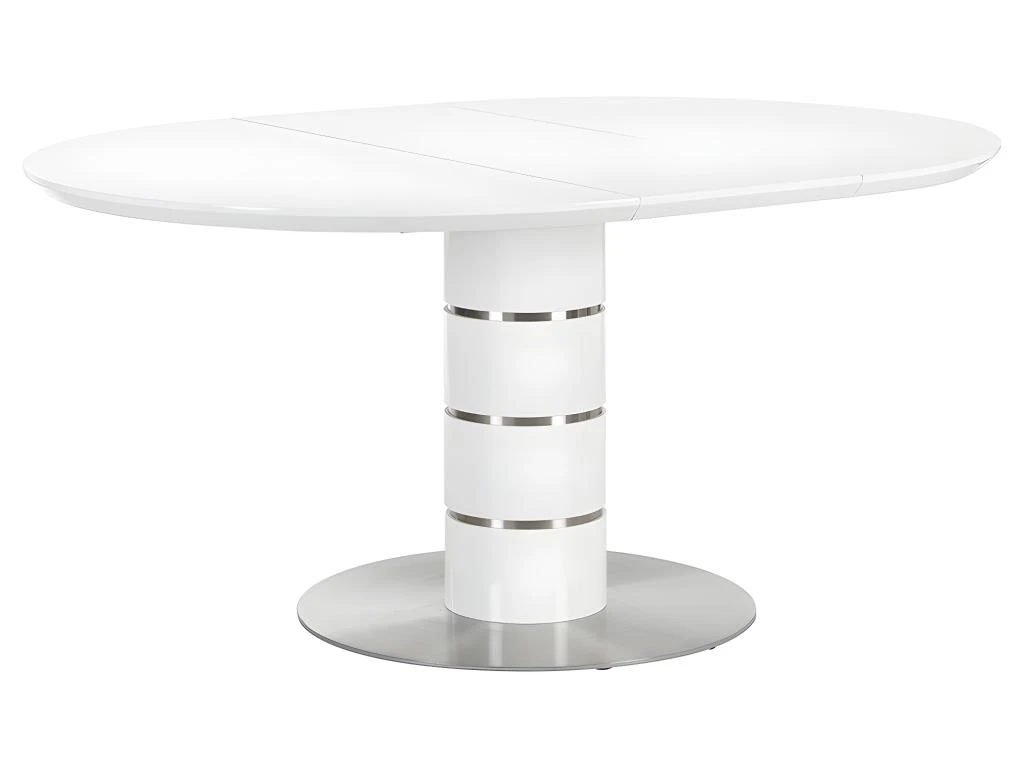 Table à Manger Extensible - 4 à 6 Couverts - MDF Et Métal Inoxydable - Blanc Laqué - CUSCO 6 Table à Manger Extensible - 4 à 6 Couverts - MDF Et Métal Inoxydable - Blanc Laqué - CUSCO – Image 6