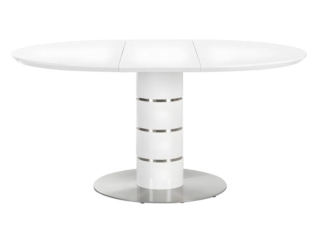 Table à Manger Extensible - 4 à 6 Couverts - MDF Et Métal Inoxydable - Blanc Laqué - CUSCO 5 Table à Manger Extensible - 4 à 6 Couverts - MDF Et Métal Inoxydable - Blanc Laqué - CUSCO – Image 5