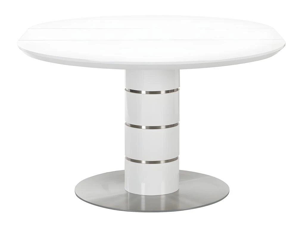 Table à Manger Extensible - 4 à 6 Couverts - MDF Et Métal Inoxydable - Blanc Laqué - CUSCO 4 Table à Manger Extensible - 4 à 6 Couverts - MDF Et Métal Inoxydable - Blanc Laqué - CUSCO – Image 4