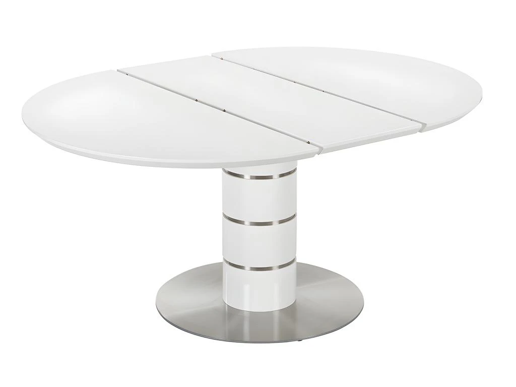 Table à Manger Extensible - 4 à 6 Couverts - MDF Et Métal Inoxydable - Blanc Laqué - CUSCO 3 Table à Manger Extensible - 4 à 6 Couverts - MDF Et Métal Inoxydable - Blanc Laqué - CUSCO – Image 3
