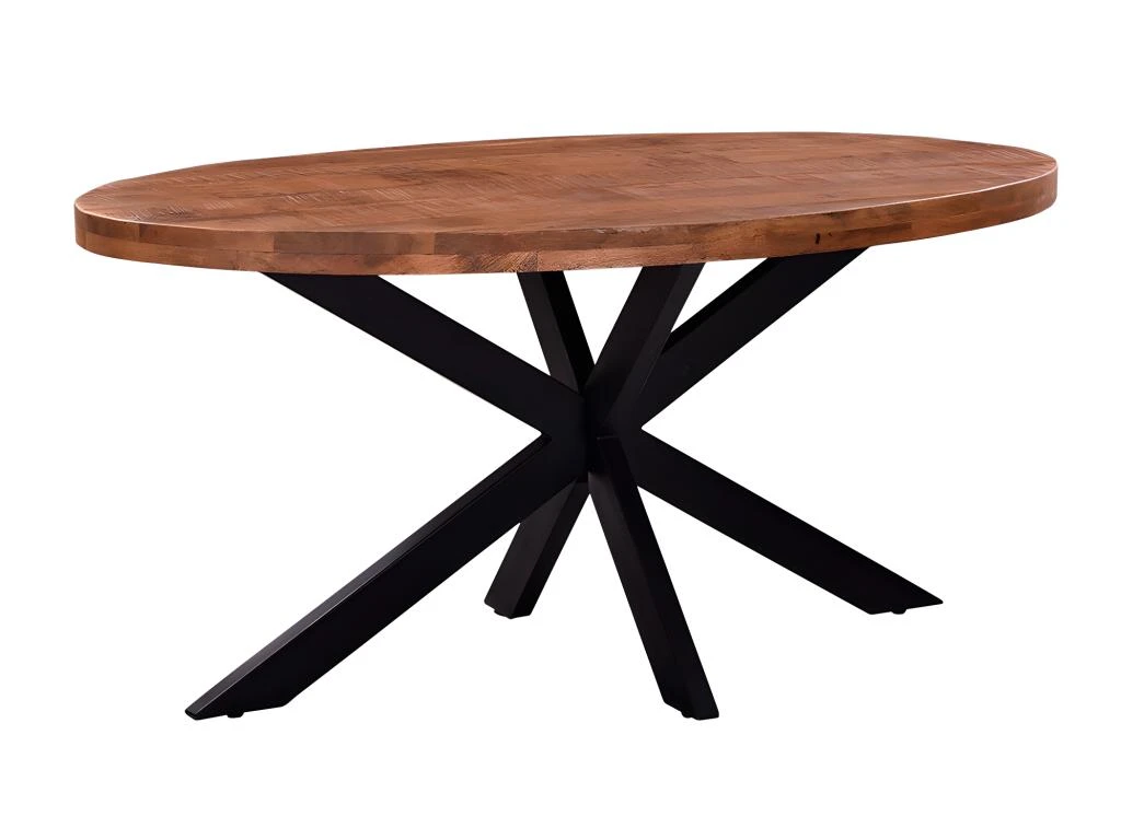 Table à Manger - 6 Couverts - Bois De Manguier Et Métal Noir - KUMAR 4 Table à Manger - 6 Couverts - Bois De Manguier Et Métal Noir - KUMAR – Image 4