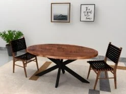 Table à Manger - 6 Couverts - Bois De Manguier Et Métal Noir - KUMAR