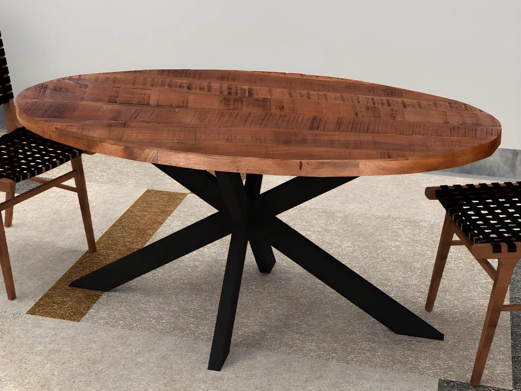 Table à Manger - 6 Couverts - Bois De Manguier Et Métal Noir - KUMAR 2 Table à Manger - 6 Couverts - Bois De Manguier Et Métal Noir - KUMAR – Image 2