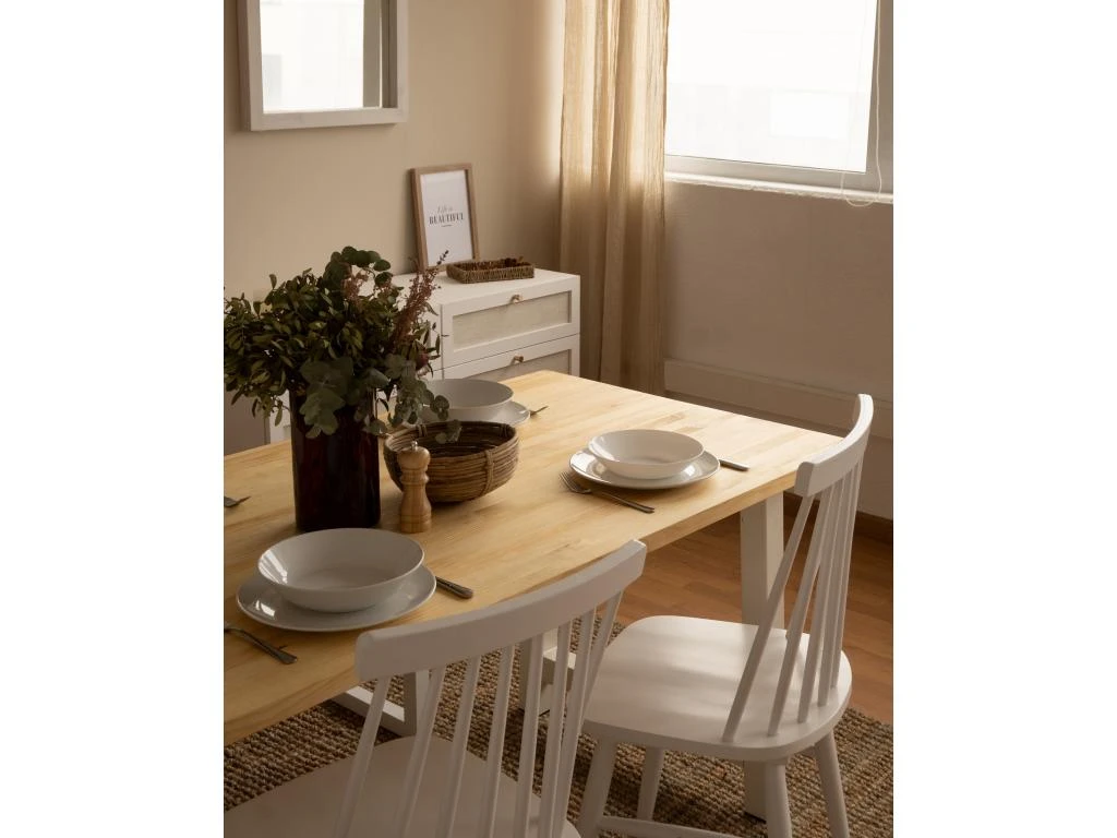 Table à Manger Nina Naturelle Et Blanche 140x80cm 2 Table à Manger Nina Naturelle Et Blanche 140x80cm – Image 2
