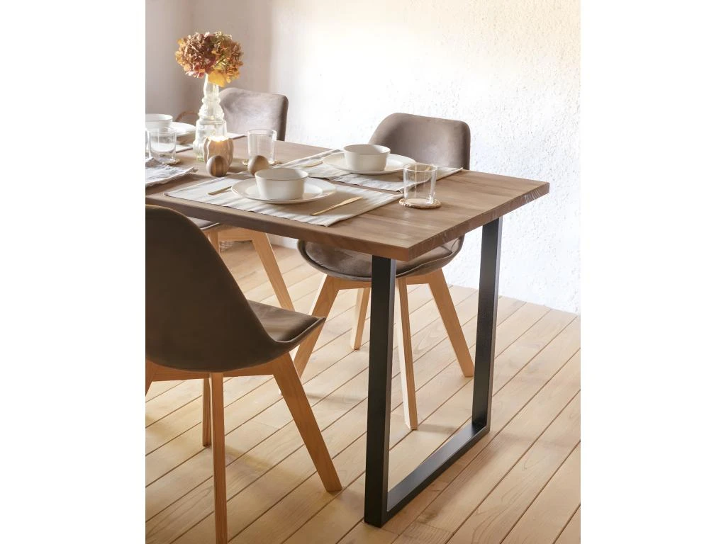 Table à Manger Zocco Chêne Foncé Et Noir 180x80cm 4 Table à Manger Zocco Chêne Foncé Et Noir 180x80cm – Image 4