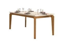 Table à Manger 6 Personnes Chêne Et Blanc