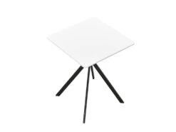 Table Salle à Manger Cuisine Pour 2 Personnes MDF Et Métal 60 Cm X 60 Cm Blanc 03_0004115