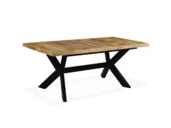Table De Salon Salle à Manger Design Bois De Manguier Solide Et Acier 180 Cm 0902175
