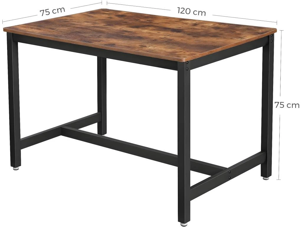 Table De Salle à Manger Pour 4 Personnes Industriel Bois Et Métal Noir 120 X 75 Cm 12_0000998 2 Table De Salle à Manger Pour 4 Personnes Industriel Bois Et Métal Noir 120 X 75 Cm 12_0000998 – Image 2