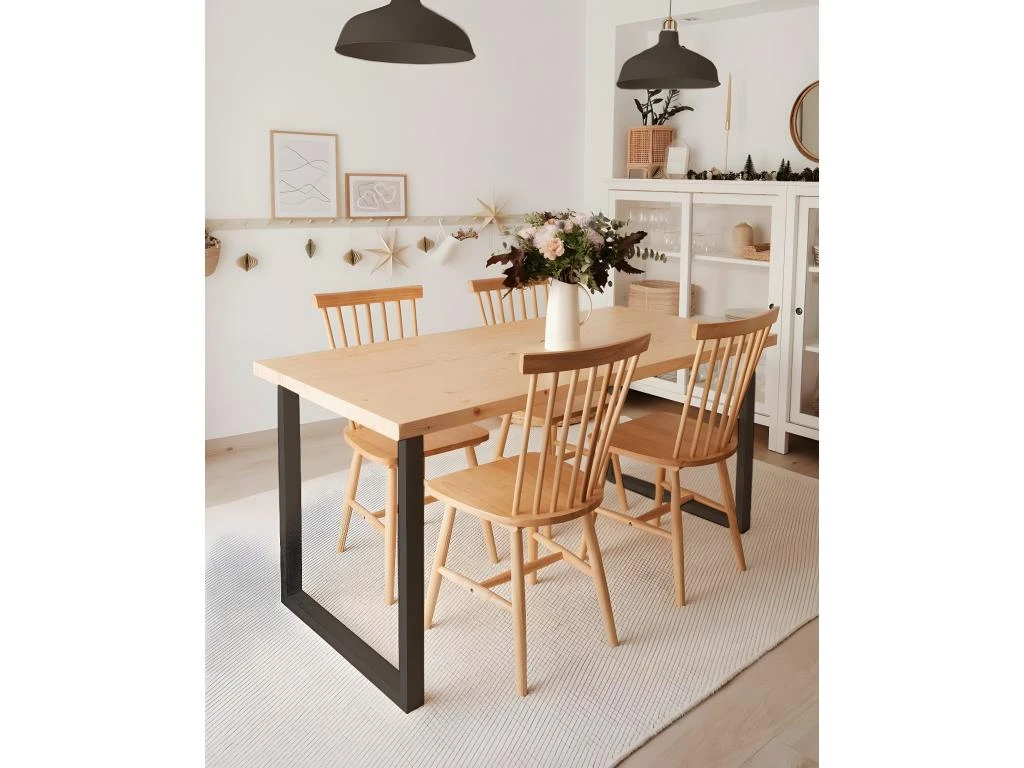 Table à Manger Zocco Naturelle Et Noir 200x80cm 2 Table à Manger Zocco Naturelle Et Noir 200x80cm – Image 2