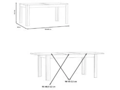 Table De Repas Extensible 160/206 Plateau Blanc Laqué Et Pieds Gris - ALEXIANE -Deco.fr Soldes Boutique table a manger 9178755
