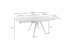 Table Extensible Ovale 120/180 Cm Verre Trempé Métal Blanc - ADELPHIA -Deco.fr Soldes Boutique table a manger 9179143