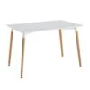 ZURI - Table Rectangulaire Blanche Et Pieds Effet Bois -Deco.fr Soldes Boutique table a manger 9320731
