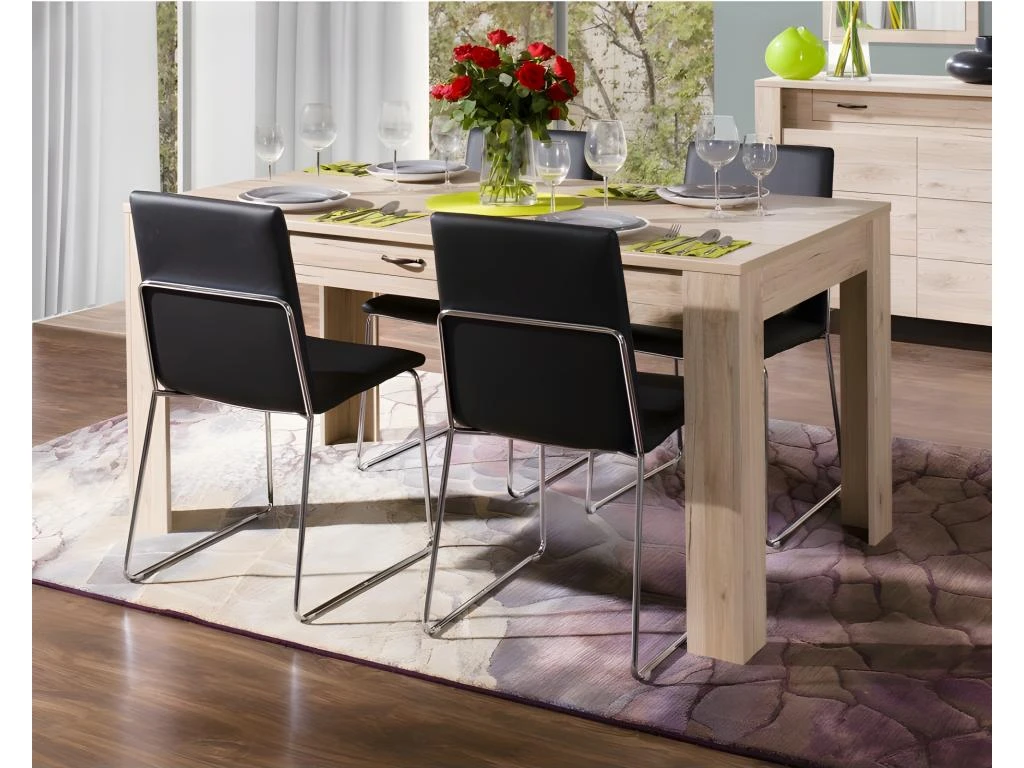 Table à Manger MASSIMO Petit Modèle 160cm Avec Tiroir Intégré - Produit élégant Et Raffiné, Idéal Pour Votre Salle à Manger. 1 Table à Manger MASSIMO Petit Modèle 160cm Avec Tiroir Intégré - Produit élégant Et Raffiné, Idéal Pour Votre Salle à Manger.