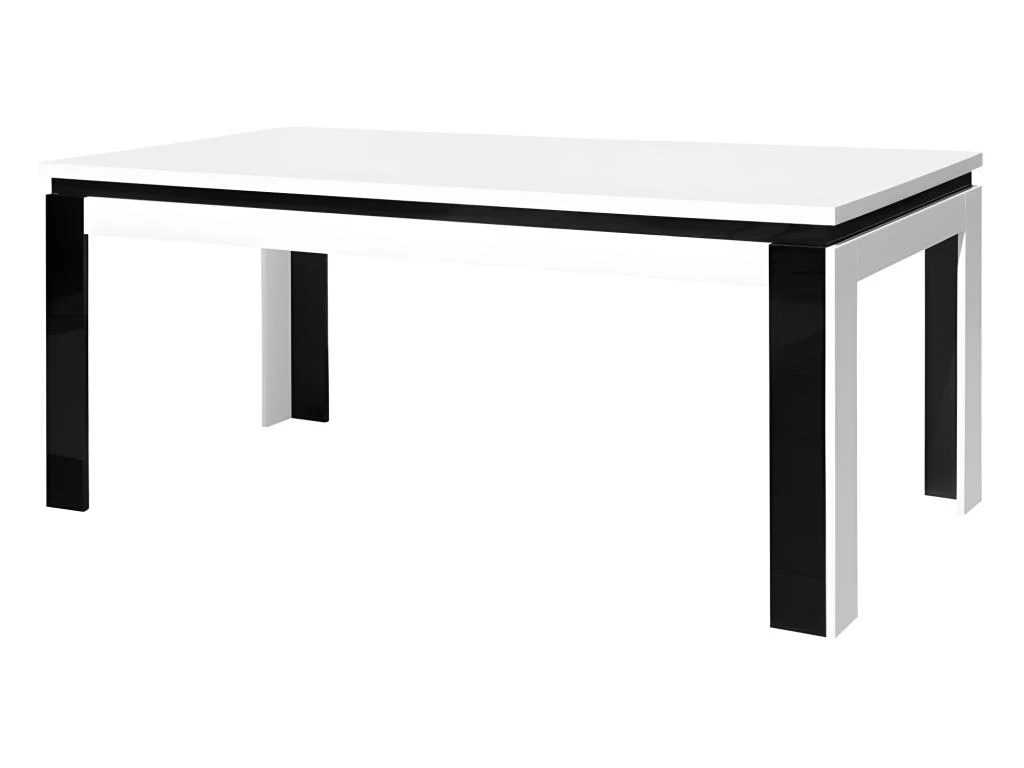 Table Salle à Manger LINA 160cm . Coloris Blanc Et Noir. Table 4 Personnes. Design Moderne. 1 Table Salle à Manger LINA 160cm . Coloris Blanc Et Noir. Table 4 Personnes. Design Moderne.
