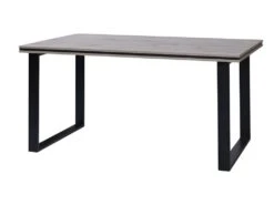 Table Pour Salle à Manger MALAGA 160 Cm - Plateau Effet Chêne Wellington Et Pieds En Métal Noir.