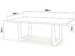Table Repas "Hollywood" - 200 X 100 X 76 Cm - Couleur: Chêne / Noir -Deco.fr Soldes Boutique table a manger 9539887