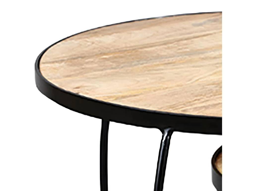 GIZEM - Lot De 2 Tables Basses Gigognes Métal Et Bois 2 GIZEM - Lot De 2 Tables Basses Gigognes Métal Et Bois – Image 2