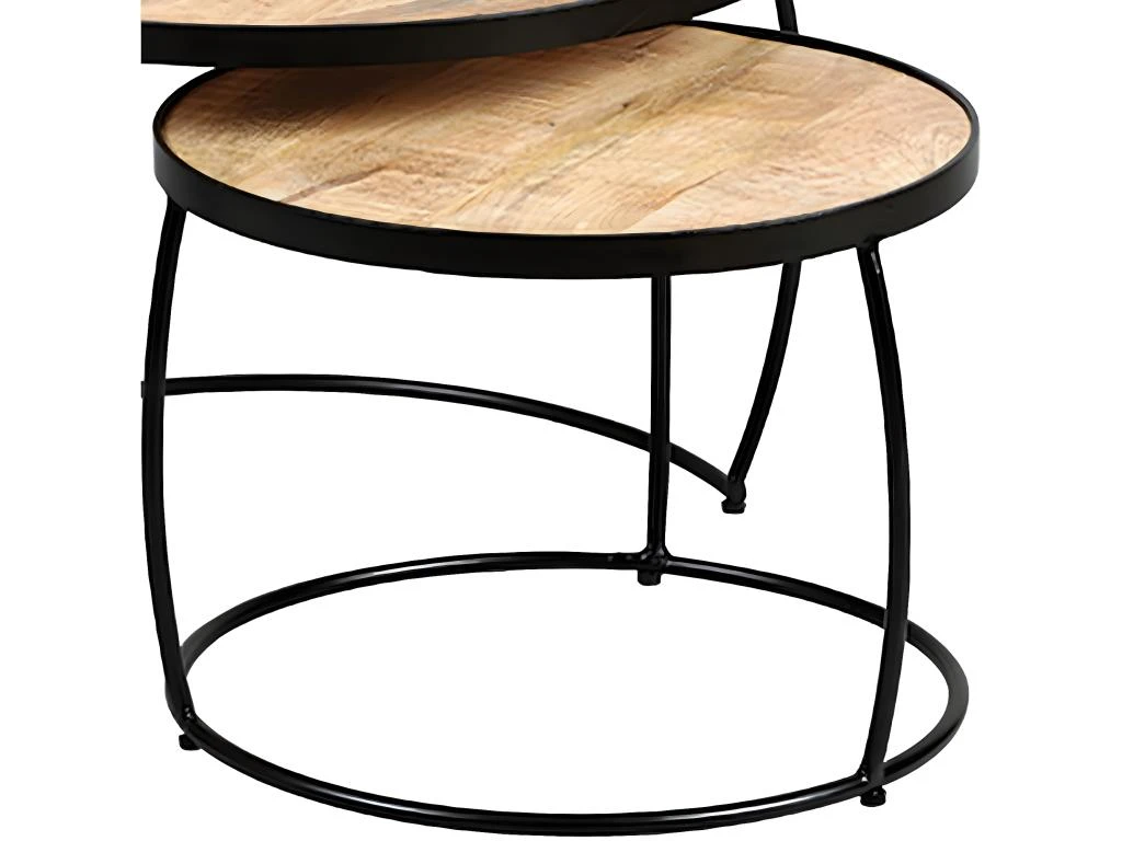 GIZEM - Lot De 2 Tables Basses Gigognes Métal Et Bois 3 GIZEM - Lot De 2 Tables Basses Gigognes Métal Et Bois – Image 3