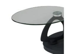 VANIM - Table Basse Ovale Plateaux Verre Et Céramique Marron -Deco.fr Soldes Boutique table basse 10015785