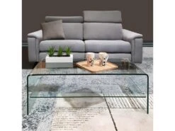 Table Basse Rectangulaire En Verre Trempé Avec étagère Vitrée - ICE -Deco.fr Soldes Boutique table basse 10017407