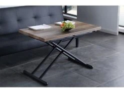 Table Basse Relevable Rectangulaire Extensible Coloris Noyer / Pieds Noir -Longueur 100 X Largeur 50-100 Cm -Deco.fr Soldes Boutique table basse 10151519