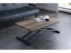 Table Basse Relevable Rectangulaire Extensible Coloris Noyer / Pieds Noir -Longueur 100 X Largeur 50-100 Cm -Deco.fr Soldes Boutique table basse 10151523