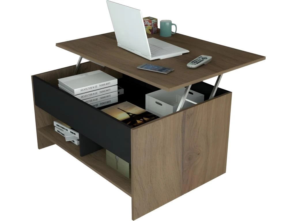 Table Basse Relevable 90 Cm Châtaignier Noir 1 Table Basse Relevable 90 Cm Châtaignier Noir