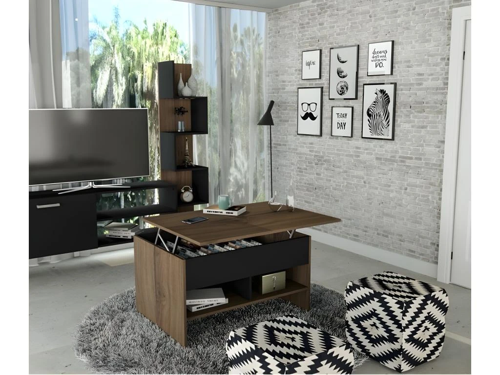 Table Basse Relevable 90 Cm Châtaignier Noir 3 Table Basse Relevable 90 Cm Châtaignier Noir – Image 3