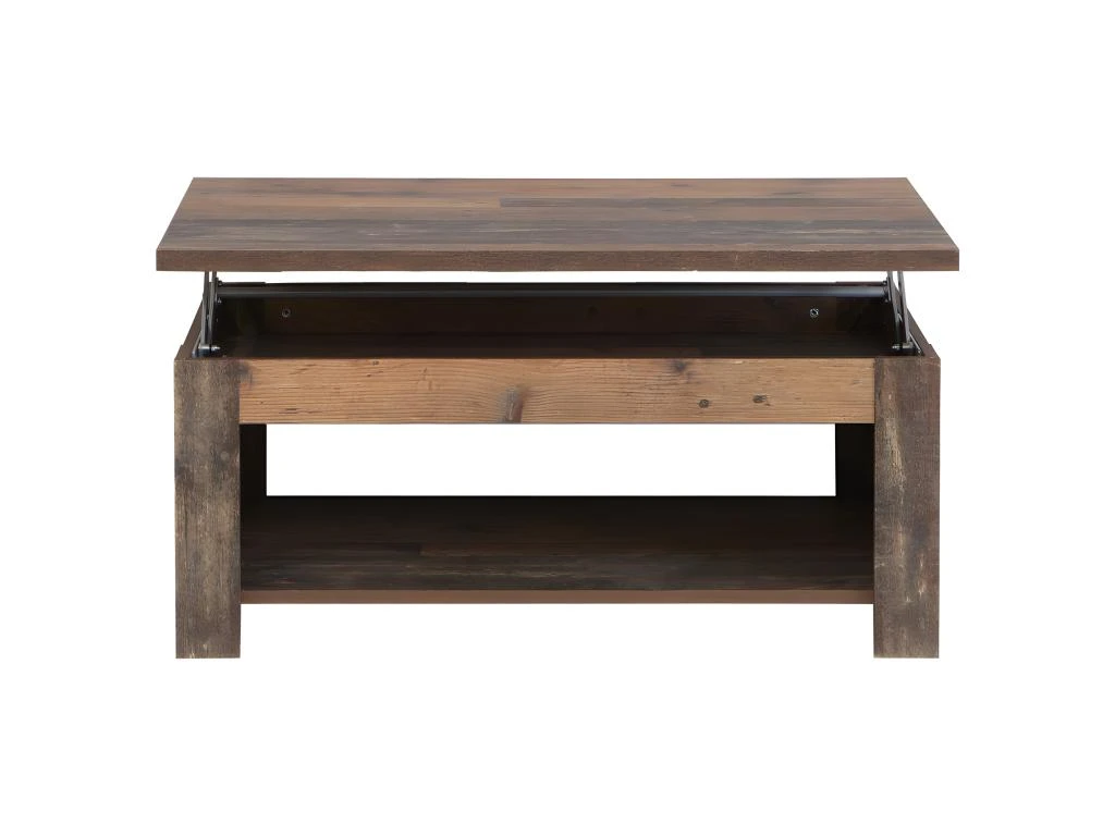 Table Basse Avec Plateau Relevable Effet Bois Vieilli - BUCK 4 Table Basse Avec Plateau Relevable Effet Bois Vieilli - BUCK – Image 4