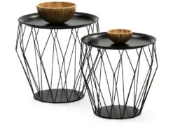 Set De 2 Tables Basses Kabul, Plateau En Noir Et Structure En Métal En Noir -Deco.fr Soldes Boutique table basse 10585607