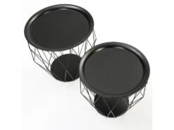 Set De 2 Tables Basses Kabul, Plateau En Noir Et Structure En Métal En Noir -Deco.fr Soldes Boutique table basse 10585609