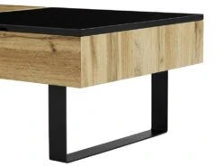 Table Basse Avec Plateau Relevable Et 1 Tiroir - MDF Et Acier - Naturel Et Noir - BALUN -Deco.fr Soldes Boutique table basse 10702753