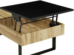 Table Basse Avec Plateau Relevable Et 1 Tiroir - MDF Et Acier - Naturel Et Noir - BALUN -Deco.fr Soldes Boutique table basse 10702755