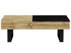 Table Basse Avec Plateau Relevable Et 1 Tiroir - MDF Et Acier - Naturel Et Noir - BALUN -Deco.fr Soldes Boutique table basse 10702759