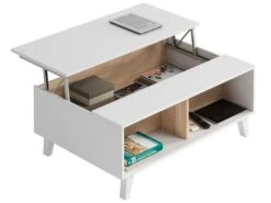 Table Basse Relevable Kira Couleur Chêne/Blanc, 100 Cm Largeur -Deco.fr Soldes Boutique table basse 10724349