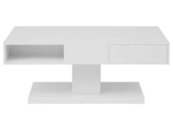 Table Basse Avec Plateau Pivotant, 2 Tiroirs Et 2 Niches - MDF - Blanc Laqué - ILYA -Deco.fr Soldes Boutique table basse 10727265
