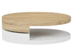 Table Basse Avec Plateau Pivotant - MDF - Naturel Et Blanc - VITALY -Deco.fr Soldes Boutique table basse 10727903