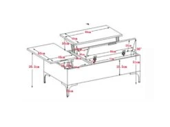 Table Basse Avec 2 Plateaux Relevables Et 1 Porte - MDF Et Acier - Naturel Et Noir - KAYLINO -Deco.fr Soldes Boutique table basse 10735309