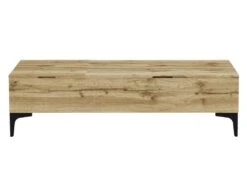 Table Basse Avec 2 Plateaux Relevables Et 1 Porte - MDF Et Acier - Naturel Et Noir - KAYLINO -Deco.fr Soldes Boutique table basse 10735313