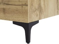 Table Basse Avec 2 Plateaux Relevables Et 1 Porte - MDF Et Acier - Naturel Et Noir - KAYLINO -Deco.fr Soldes Boutique table basse 10735321