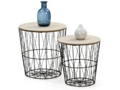 Set De 2 Tables Basses Guili,Plateau En Placage De Bois Naturel Et Structure En Métal 7 Set De 2 Tables Basses Guili,Plateau En Placage De Bois Naturel Et Structure En Métal -Deco.fr Soldes Boutique table basse 10760785